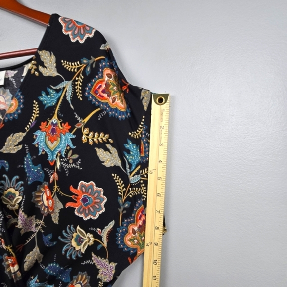 KAILEIGH Floral Romper Shorts Multicolor Black Womens Size XL Travel Comfy Soft - Picture 8 of 13